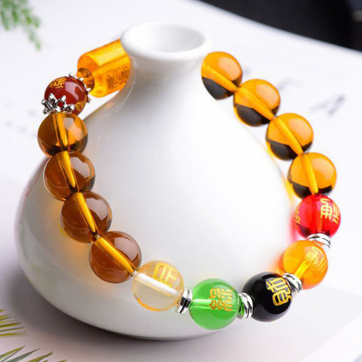 Bracelet de fortune et de bonheur en Buddha Stones en citrine naturelle