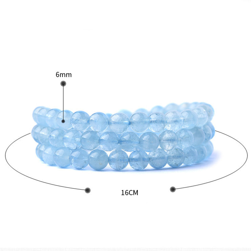 Bracelet de guérison de la paix en aigue-marine naturelle de Buddha Stones