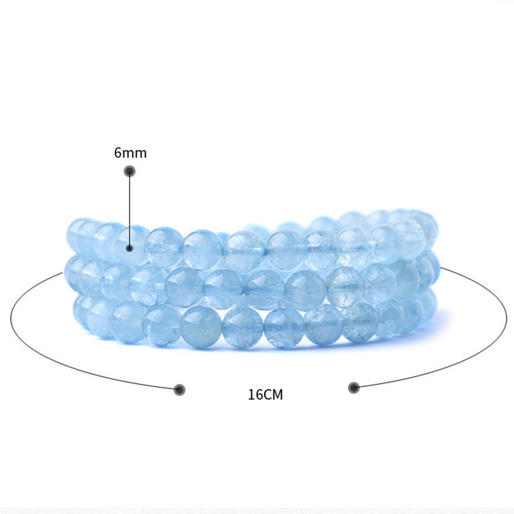 Bracelet de guérison de la paix en aigue-marine naturelle de Buddha Stones