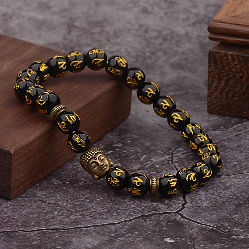 Bracelet amulette tibétain avec mantra de Buddha Stones de Bouddha