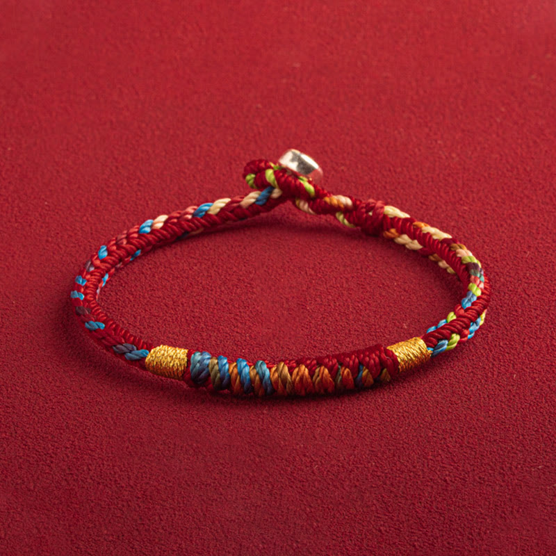 Bracelet multicolore Buddha Stones « Que l'année à venir soit une année de sécurité et de chance »