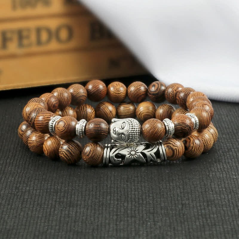 Bracelet de protection Bouddha en agate cristal naturel 2 pièces