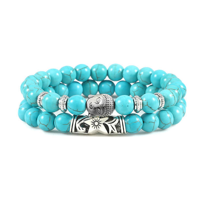 Bracelet de protection Bouddha en agate cristal naturel 2 pièces