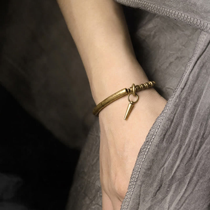 Bracelet manchette d'équilibre en cuivre et pierre de lave