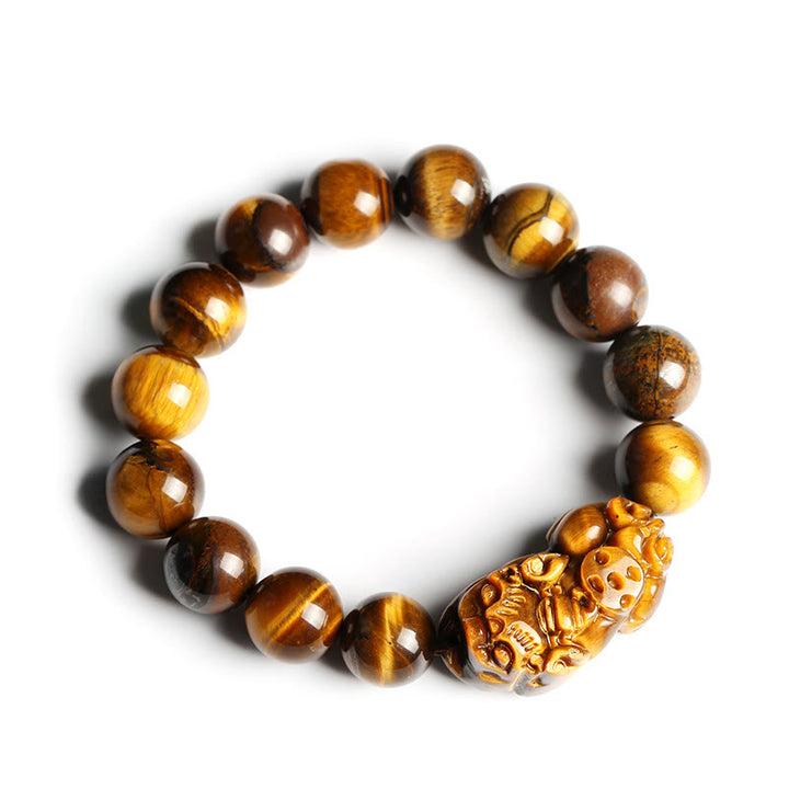 Bracelet de richesse en œil de tigre naturel Buddha Stones