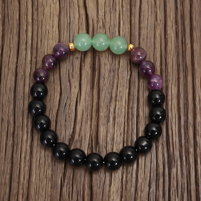 Bracelet de méditation Lotus en aventurine verte et améthyste avec 108 perles de Mala Buddha Stones