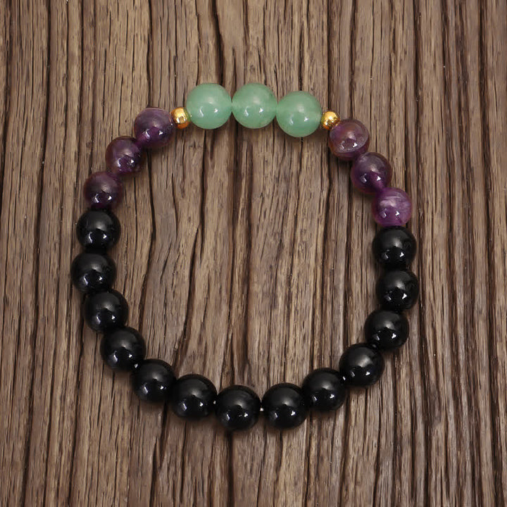 Bracelet de méditation Lotus en aventurine verte et améthyste avec 108 perles de Mala Buddha Stones