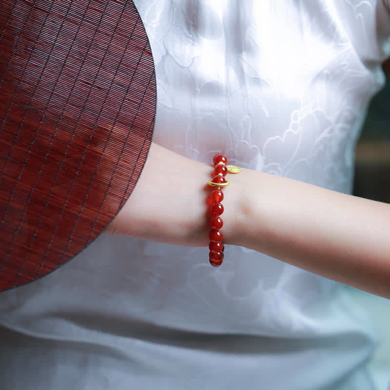 Bracelet de confiance en agate rouge naturelle avec lettre de bénédiction