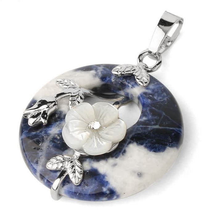 Collier pendentif de guérison en forme de fleur d'aventurine verte et d'améthyste en cristal divers de Buddha Stones