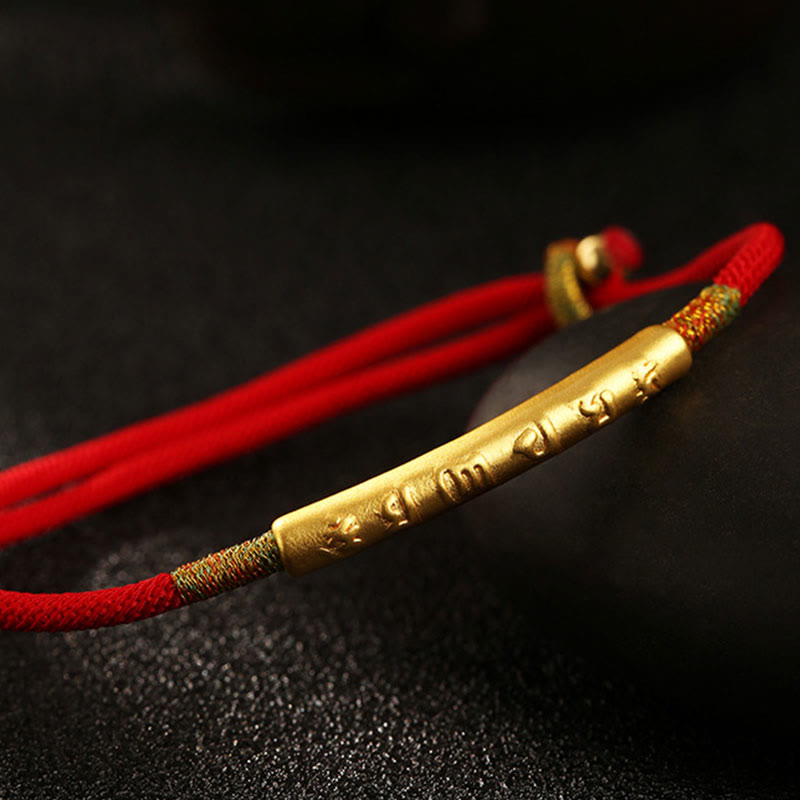 Bracelet bouddhiste tibétain fait main en pierres de Bouddha avec cordon rouge porte-bonheur Mantra Buddha Stones