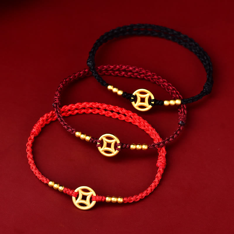 Bracelet de cheville tressé en cuivre avec Buddha Stones