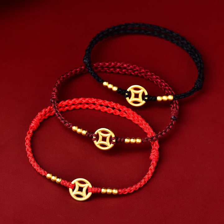 Bracelet de cheville tressé en cuivre avec Buddha Stones