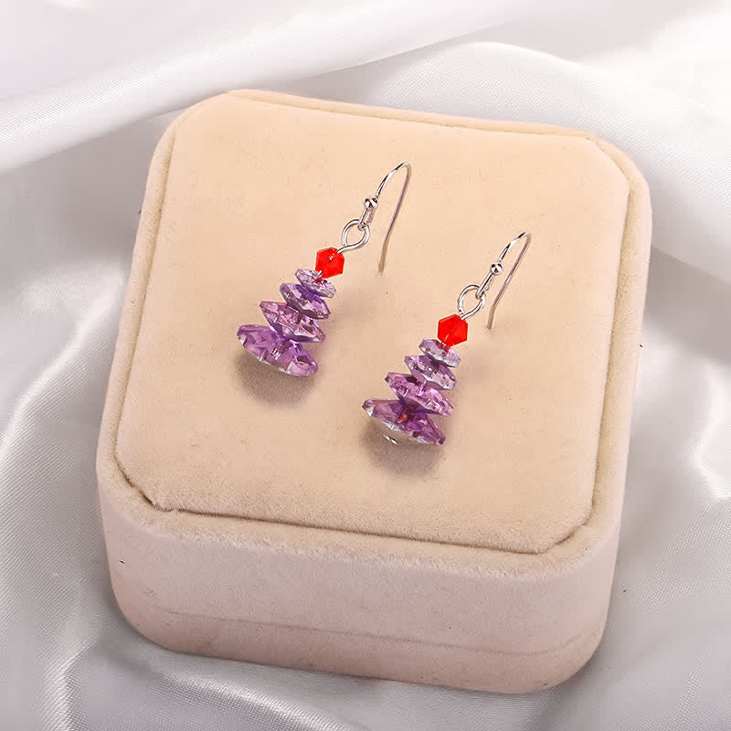 Boucles d'oreilles pendantes en cristal varié avec améthyste et arbre de Noël