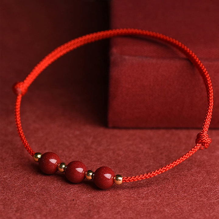 Bracelet de cheville en perles de cinabre porte-bonheur naturelles en Buddha Stones