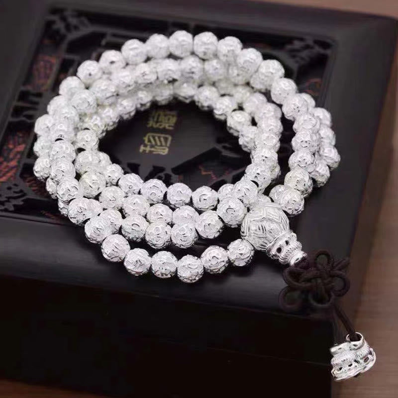 Bracelet amulette en perles en alliage sculptées avec Buddha Stones tibétaines Om Mani Padme Hum