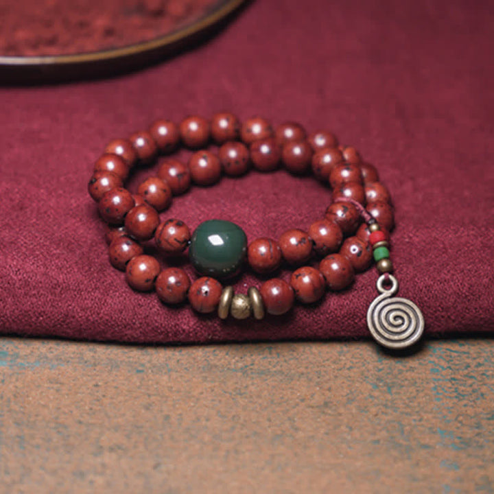 Bracelet porte-bonheur en cuivre et jade cyan Bodhi Seed