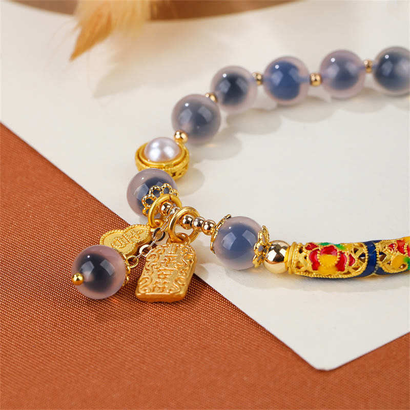 Bracelet de force en agate bleue naturelle Buddha Stones