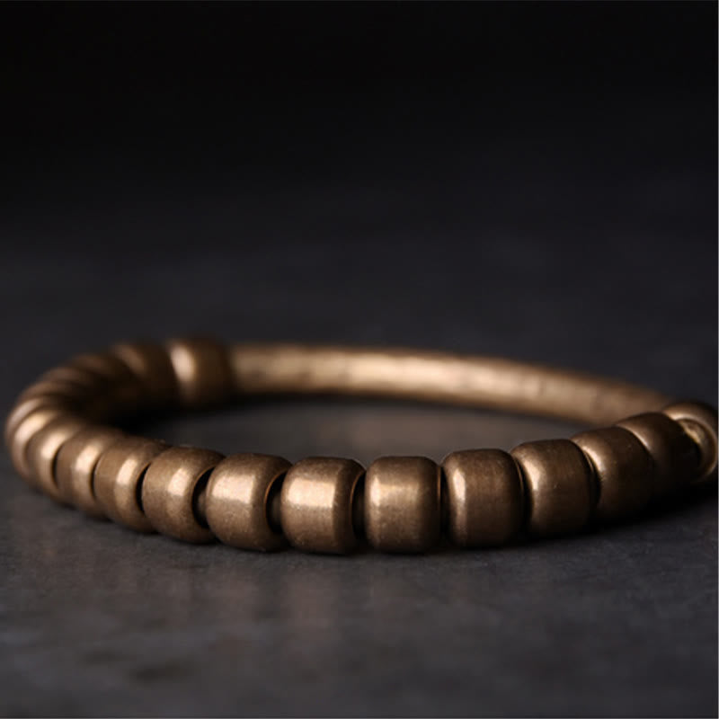 Bracelet porte-bonheur en perles de cuivre et de laiton au design simple Buddha Stones
