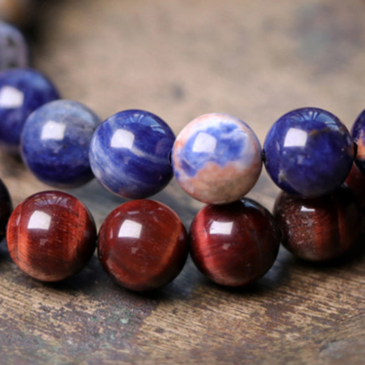 Bracelet couple force cuivre cristal sodalite obsidienne noire Buddha Stones