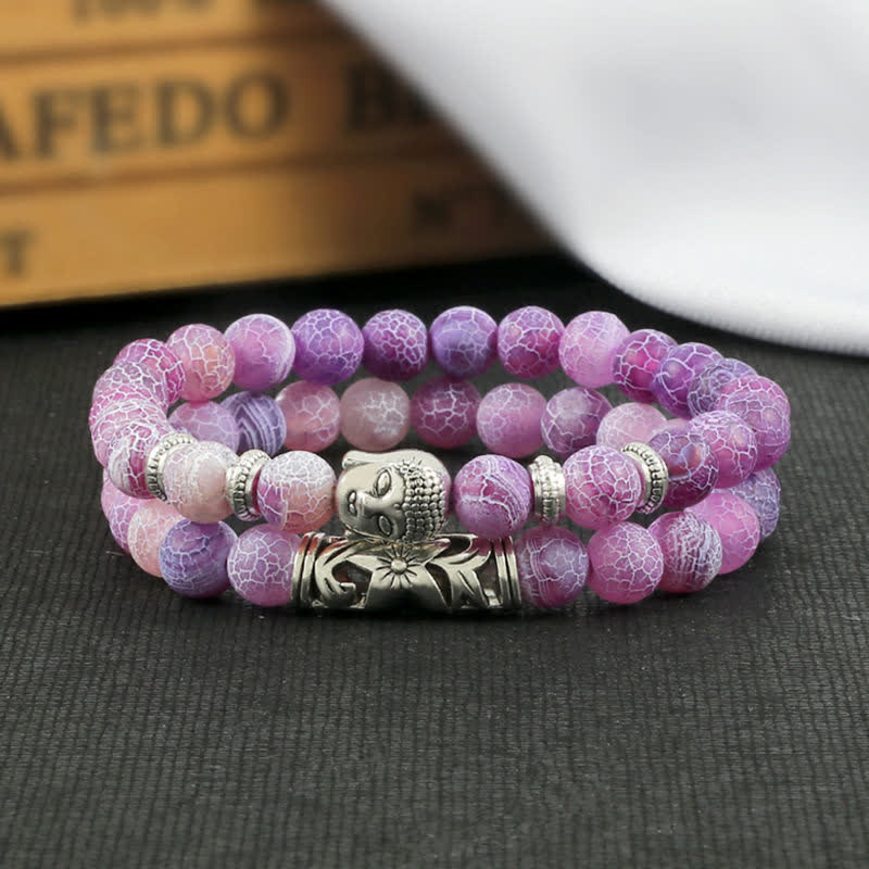 Bracelet de protection Bouddha en agate cristal naturel 2 pièces