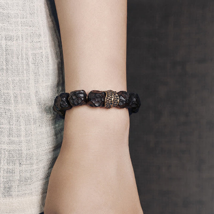 Bracelet couple en bois d'ébène et cuivre pour la paix et l'équilibre