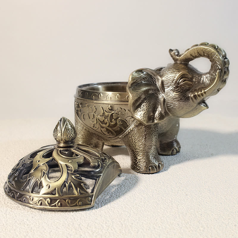 Porte-encens en alliage avec Buddha Stones et éléphant, décoration de la maison, brûleur d'encens