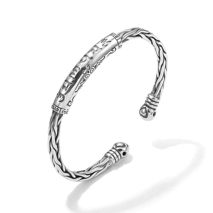 Bracelet manchette gravé Buddha Stones Tibet Om Mani Padme Hum