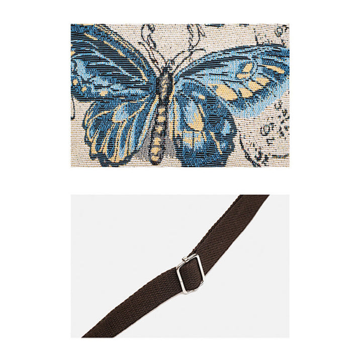 Sac fourre-tout en toile brodé Buddha Stones Elephant Butterfly Sac à bandoulière Sac à bandoulière