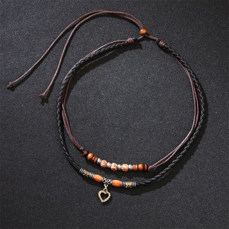 Collier pendentif et bracelet de guérison en perles à motif de cœur d'amour en Buddha Stones