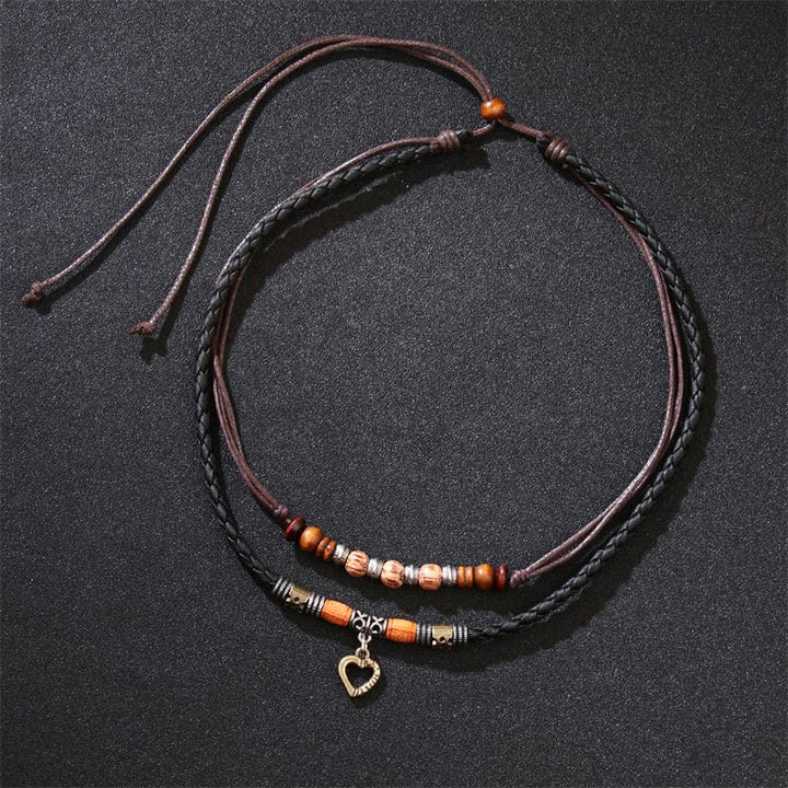 Collier pendentif et bracelet de guérison en perles à motif de cœur d'amour en Buddha Stones