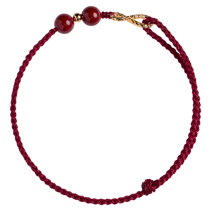 Bracelet de cheville avec symbole de l'infini doré et Buddha Stones et bénédiction en cinabre - image 8