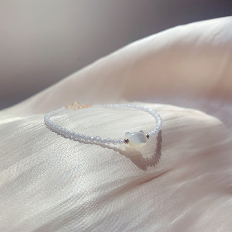 Bracelet de guérison en pierre tridacna avec spinelle noire et cristal blanc plaqué or 14 carats de Buddha Stones - image 15