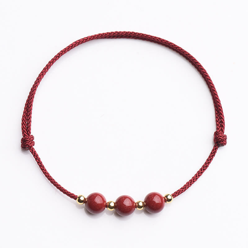 Bracelet de cheville en perles de cinabre porte-bonheur naturelles en Buddha Stones