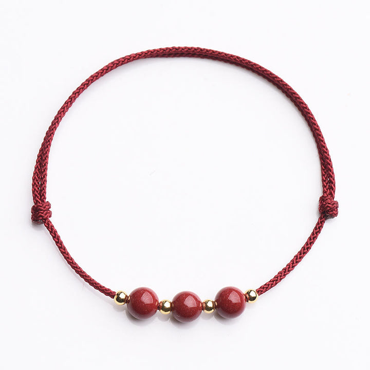 Bracelet de cheville en perles de cinabre porte-bonheur naturelles en Buddha Stones