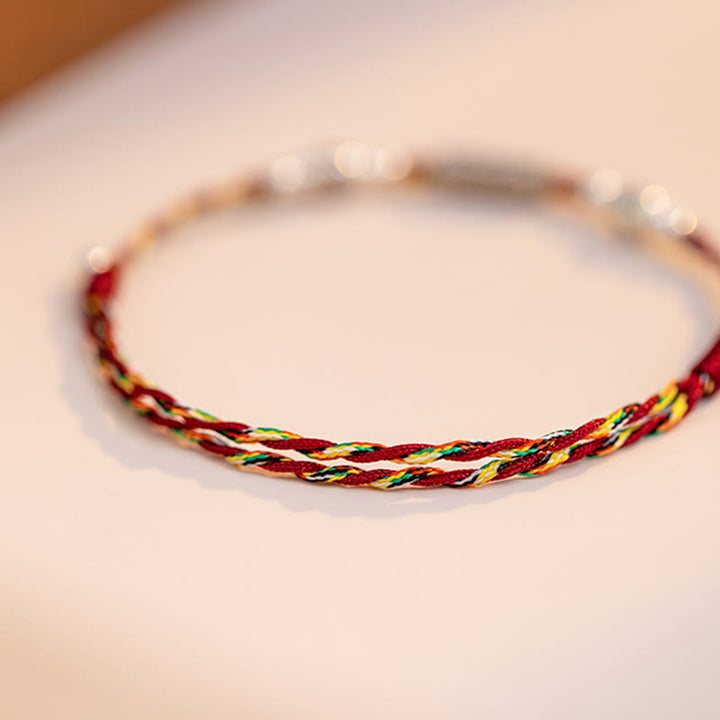 Bracelet de cheville tressé en argent sterling 925 avec poisson Koi et pierres de Buddha Stones