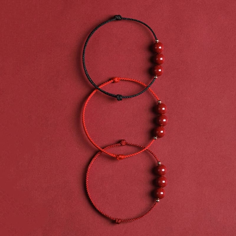 Bracelet de cheville en perles de cinabre porte-bonheur naturelles en Buddha Stones