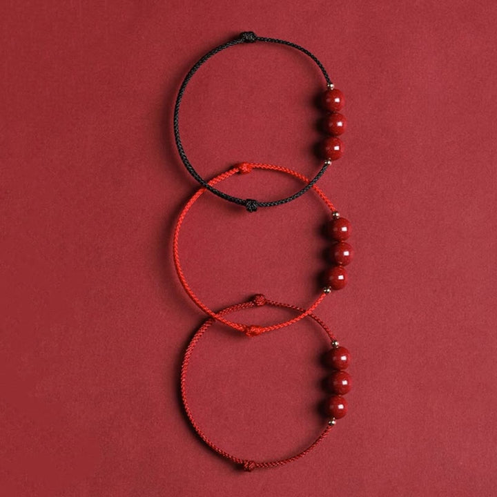 Bracelet de cheville en perles de cinabre porte-bonheur naturelles en Buddha Stones