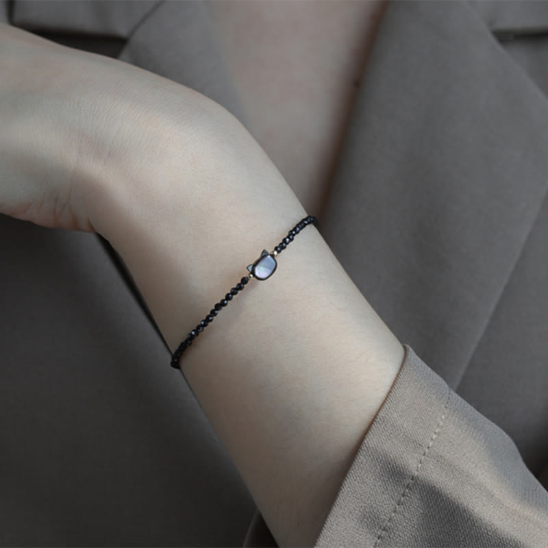 Bracelet de guérison en pierre tridacna avec spinelle noire et cristal blanc plaqué or 14 carats de Buddha Stones - image 4