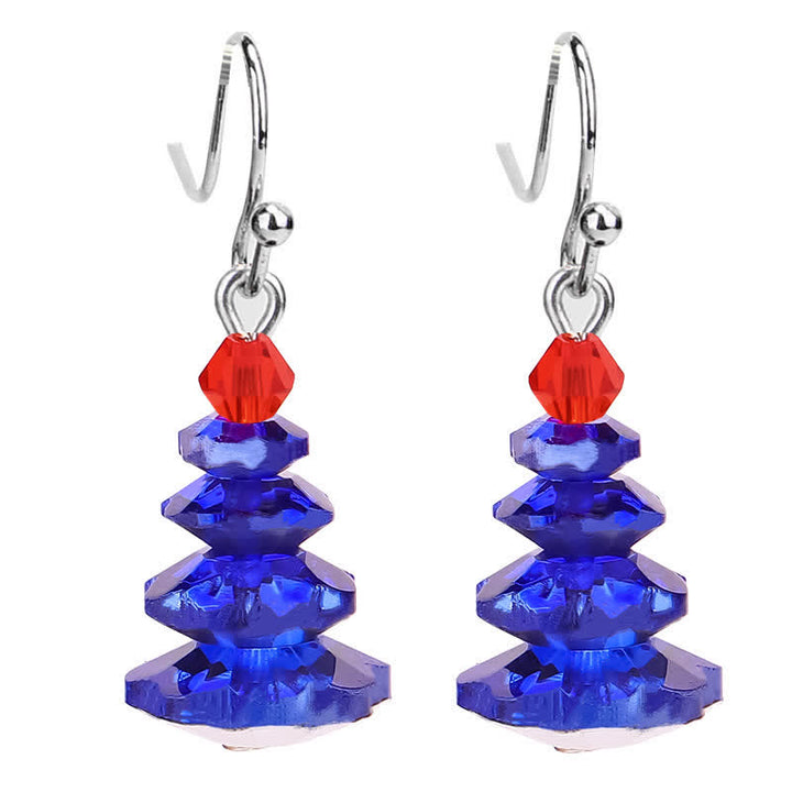 Boucles d'oreilles pendantes en cristal varié avec améthyste et arbre de Noël
