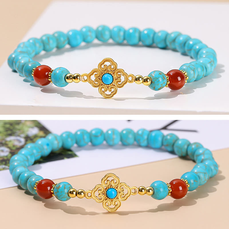 Bracelet d'équilibre et de protection en perles turquoise Buddha Stones