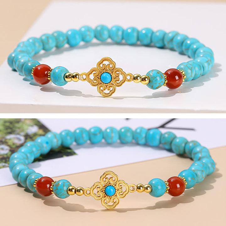 Bracelet d'équilibre et de protection en perles turquoise Buddha Stones