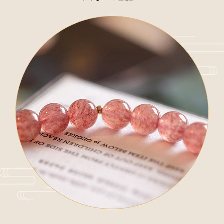 Bracelet de guérison d'amour PiXiu en pierre de lune et quartz fraise naturel Buddha Stones
