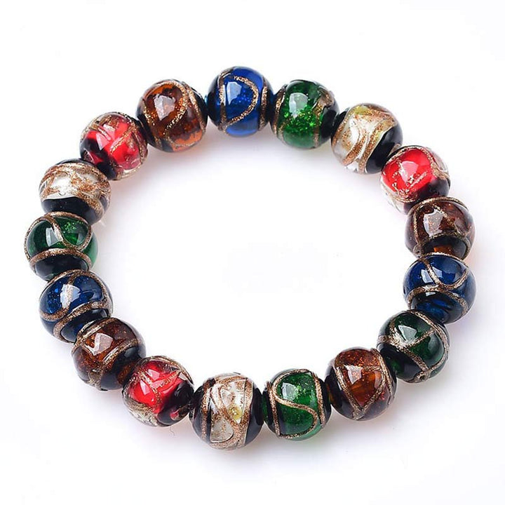 Bracelet porte-bonheur en perles de verre Liuli colorées avec Buddha Stones