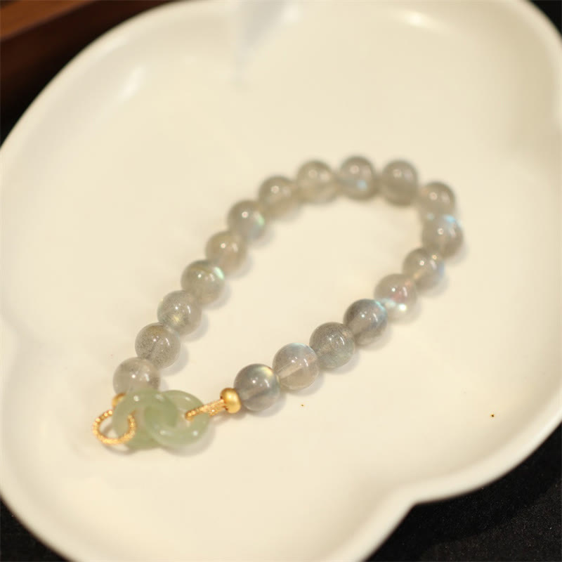 Bracelet de guérison avec boucle de paix en jade Heitan et Buddha Stones