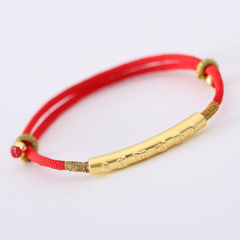 Bracelet bouddhiste tibétain fait main en pierres de Bouddha avec cordon rouge porte-bonheur Mantra Buddha Stones
