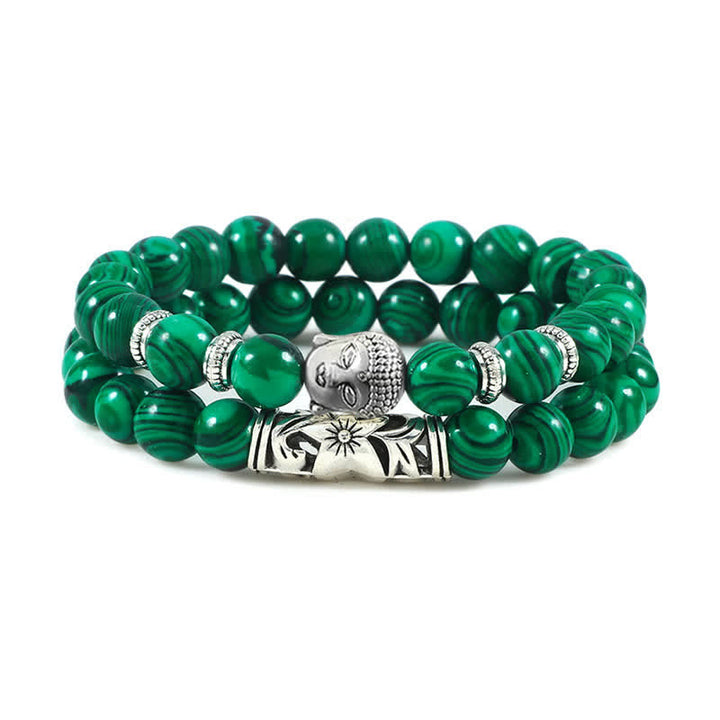 Bracelet de protection Bouddha en agate cristal naturel 2 pièces