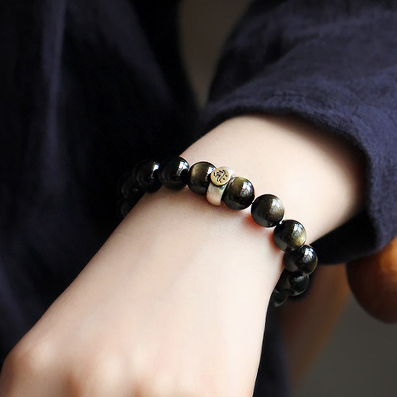 Bracelet de purification en obsidienne Buddha Stones natal du zodiaque chinois
