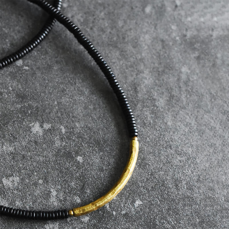 Bracelet multicouches en bois d'ébène et cuivre avec Buddha Stones