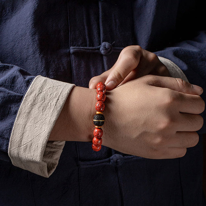 Bracelet de bénédiction calme en ébène et cinabre naturel de Buddha Stones