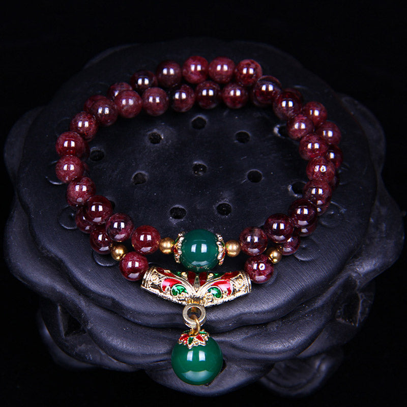 Bracelet de bénédiction en grenat naturel de Buddha Stones